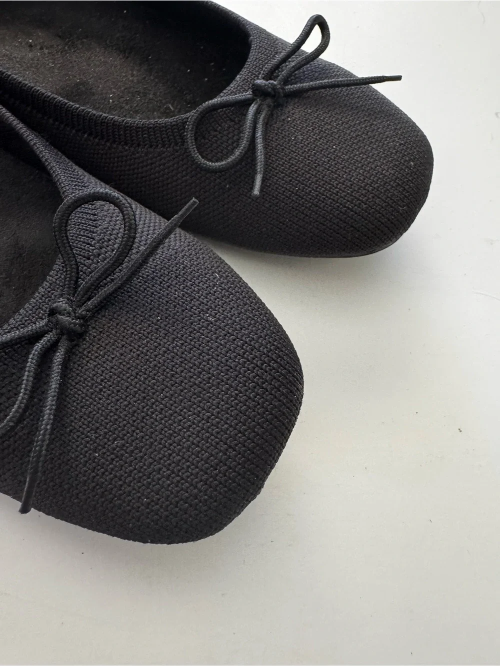 Vionic Klara Black Knit Square Toe Ballet Flats with Bow size 7